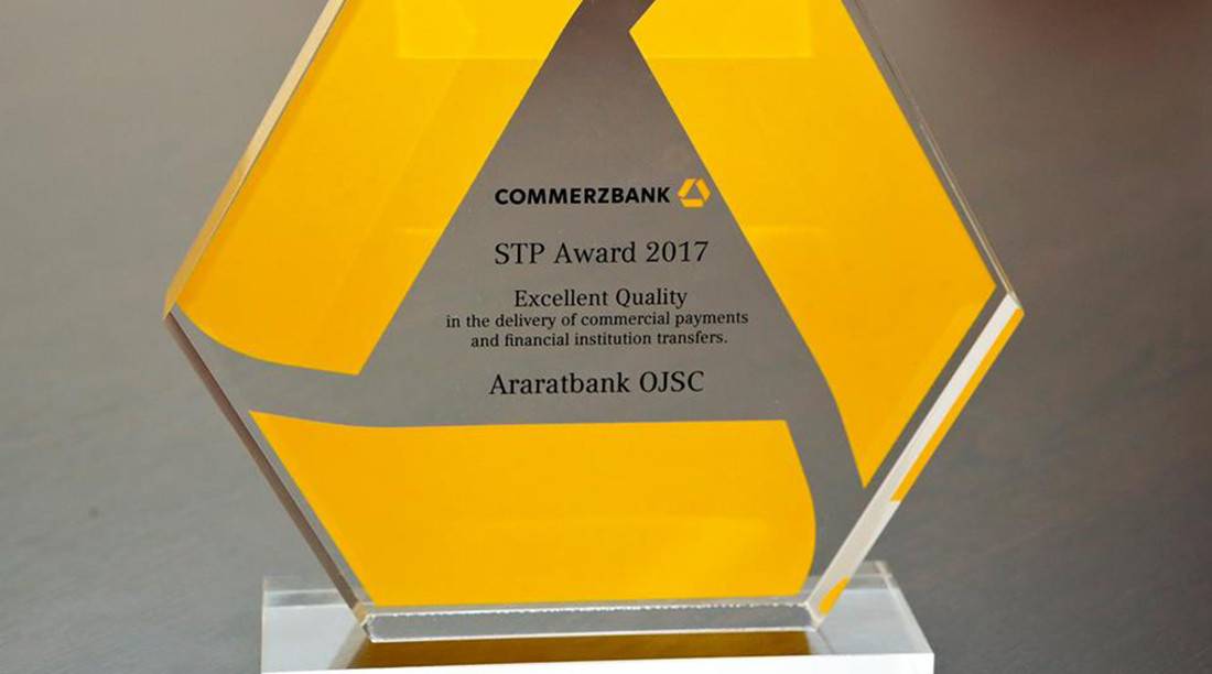 Already fot the sixth year running   Commerzbank AG honours ARARATBANK with excellent   STP Quallity award