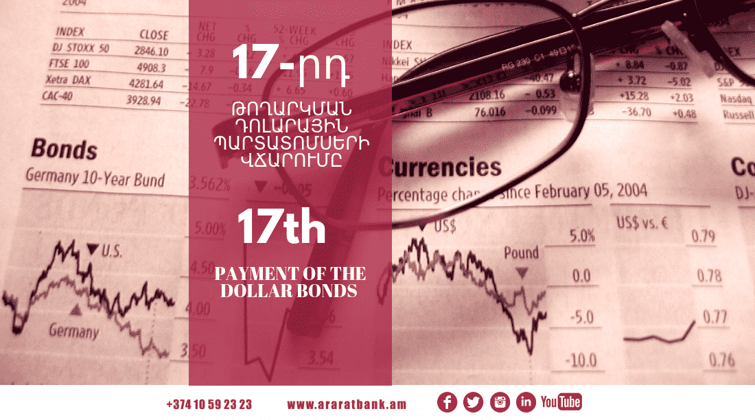 ARARATBANK pays out coupon yields on the seventeenth issue dollar bonds