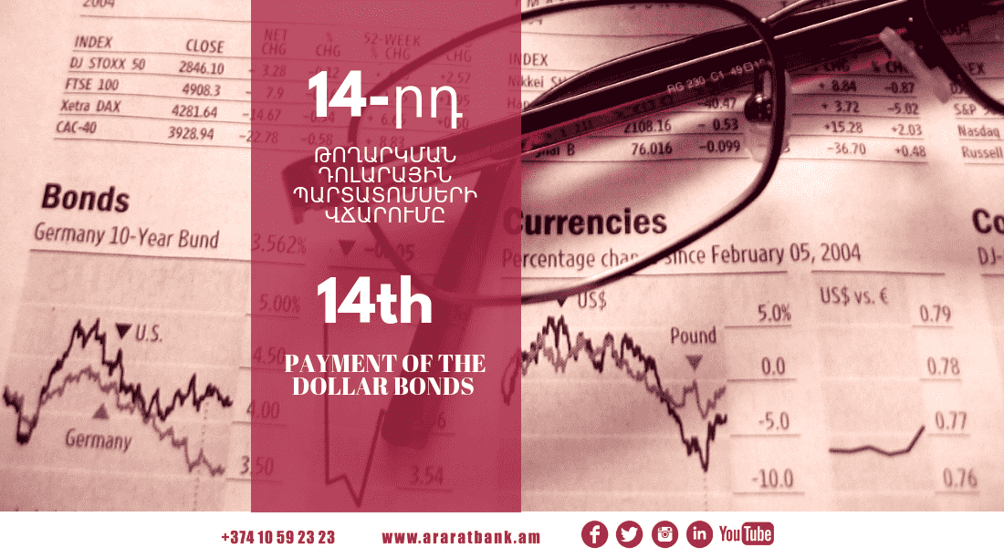 ARARATBANK pays out coupon yields on the fourteenth issue dollar bonds